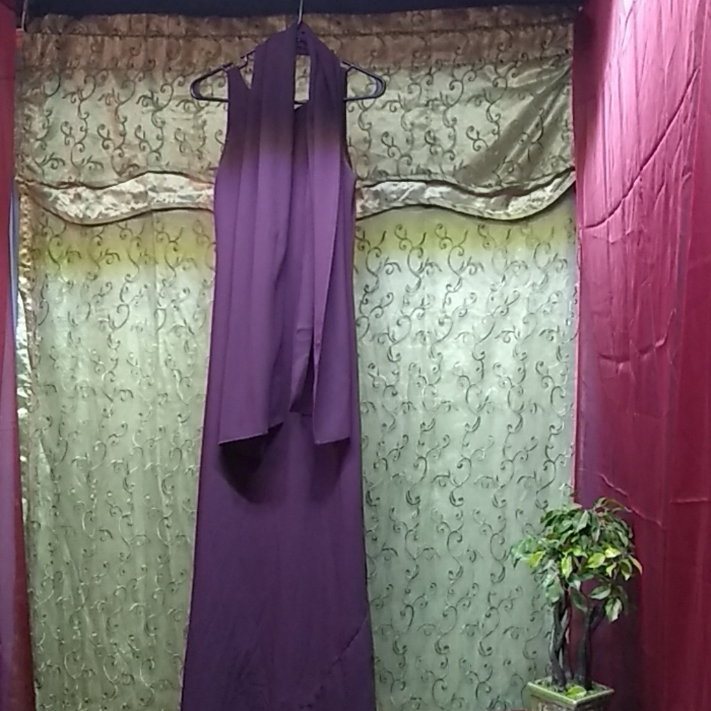 Plum Evening Gown w/ Scarf